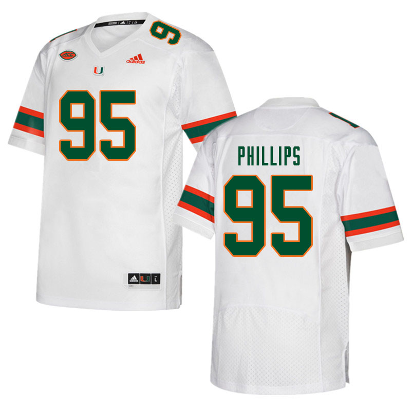 Men #95 Jaelan Phillips Miami Hurricanes College Football Jerseys Sale-White
